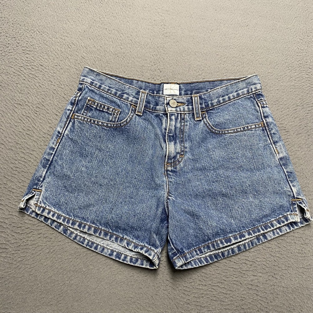 Calvin Klein Jeans Shorts Womens 2 Blue Skimmer Denim 100% Cotton 4 Inseam